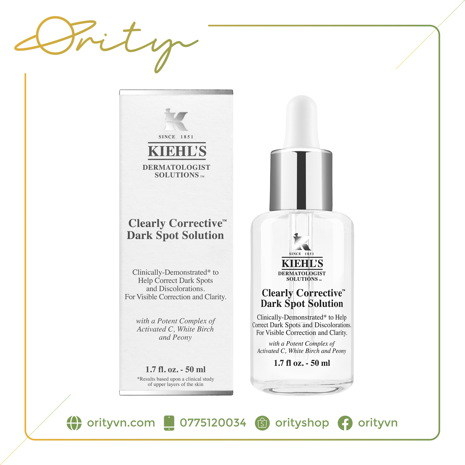 [Chính Hãng] Tinh chất làm sáng da & mờ thâm mụn KIEHL'S Clearly Corrective™ Dark Spot Solution Serum - 50ml