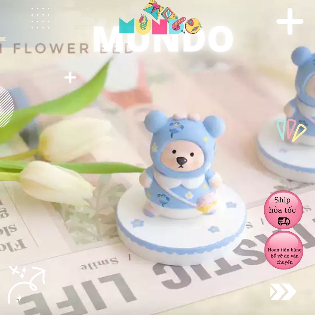 Tô tượng thạch cao gấu mini đi học size s, tượng thạch cao mundo