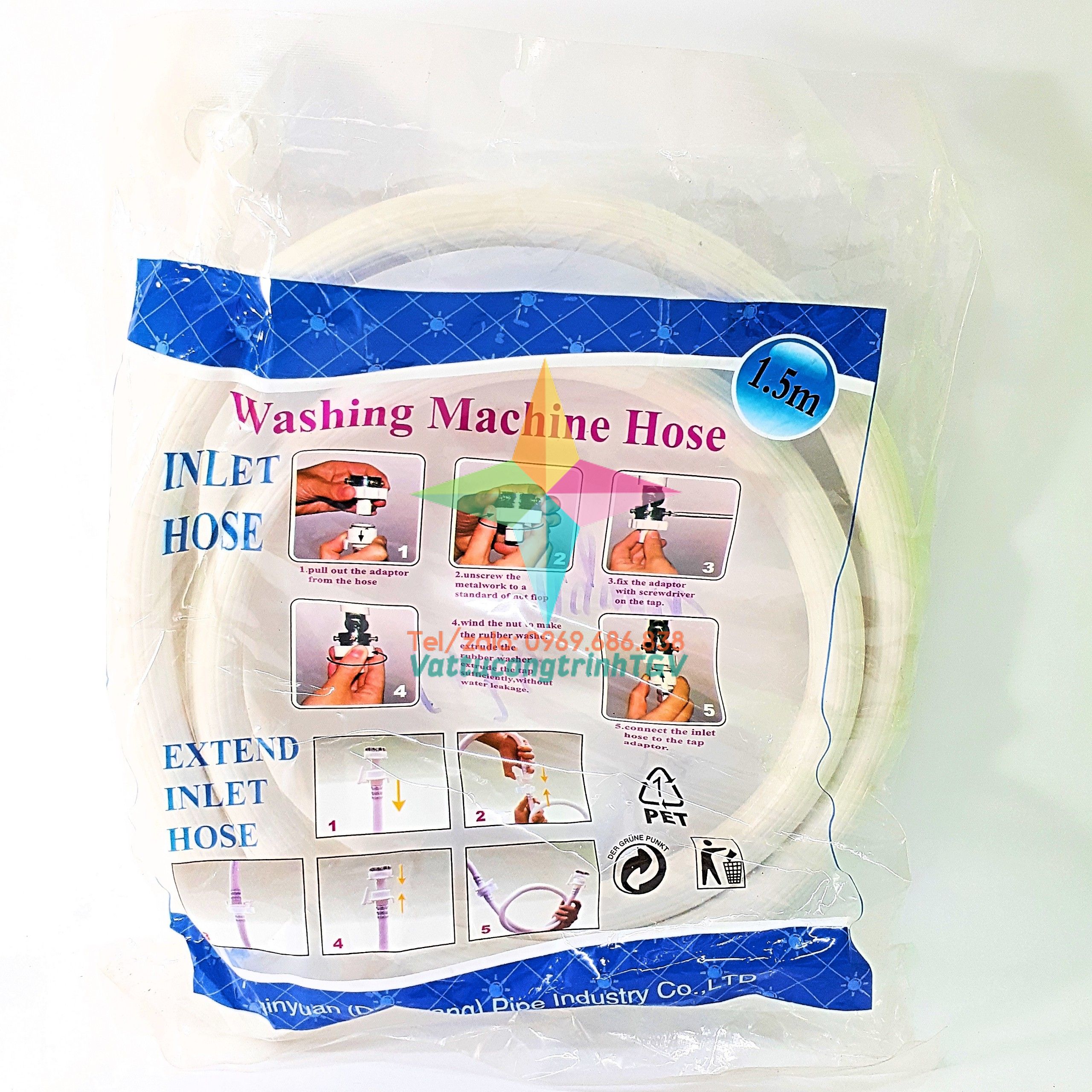 Dây cấp nước máy giặt cửa ngang dài 1,5 mét