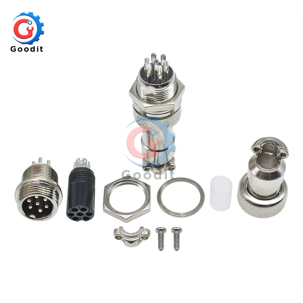 8 Set Connettori Aviazione GX12 7-Pin Maschio/Femmina 5A 12mm Con Cuffie In Gomma E Cacciavite