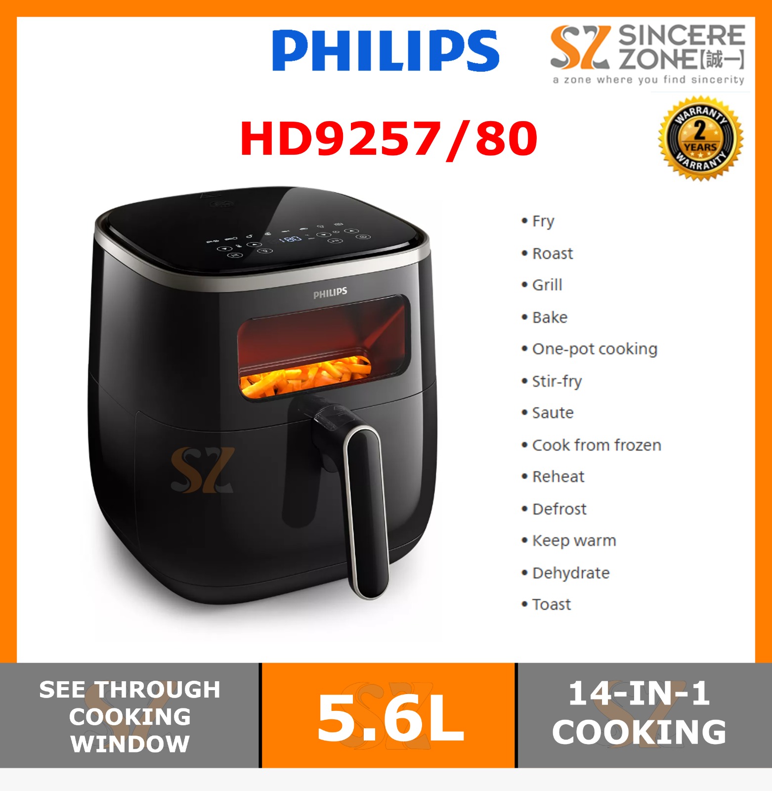 Air Fryer with see-through Window - Philips Air fryer HD9257 (5.6