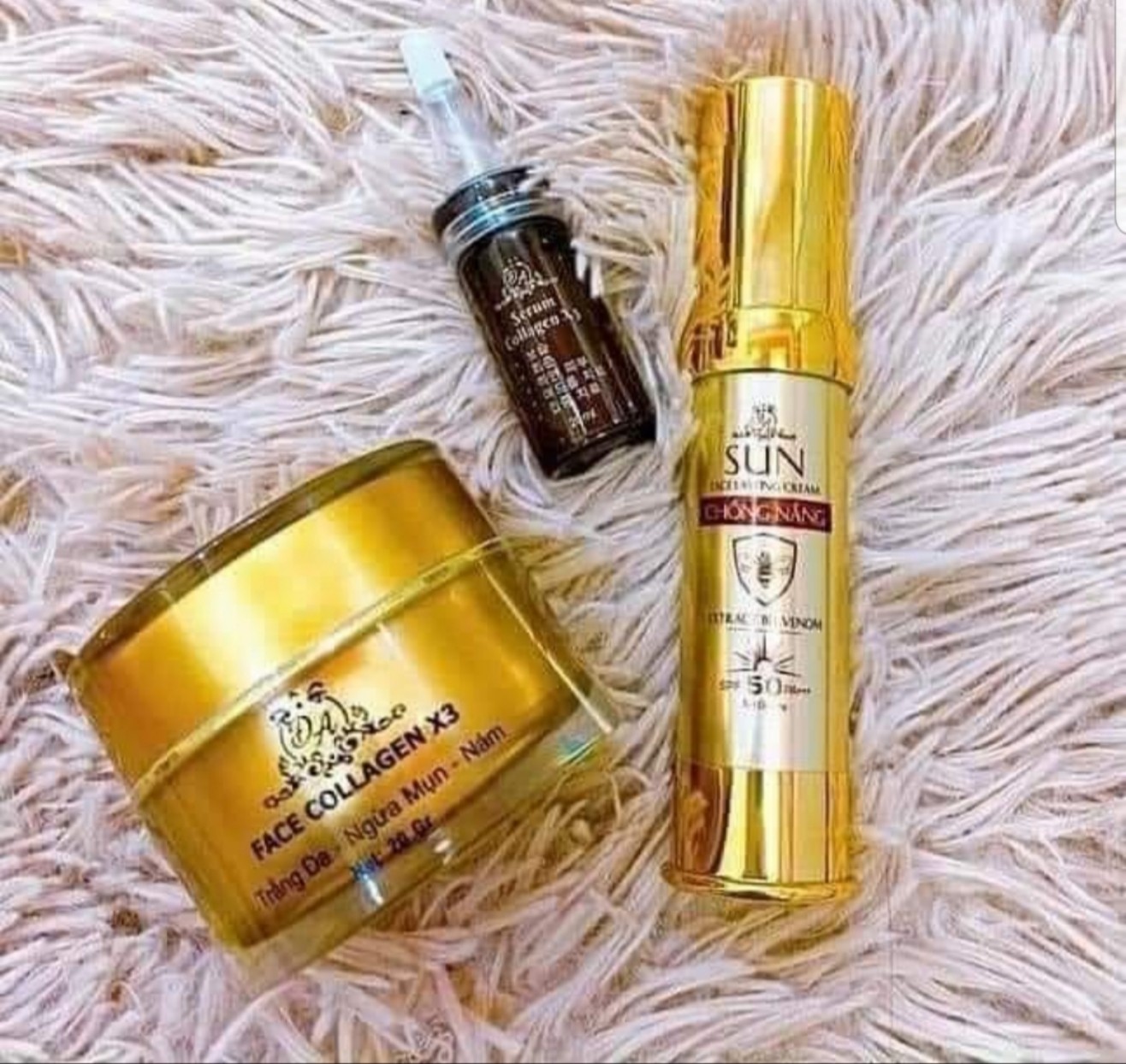 combo 3sp collagen x3: kem face + serum + chống nắng