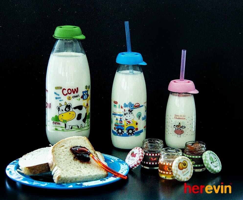 Bộ 3 Chai Đựng Sữa Thuỷ Tinh Thổ Herevin Decor