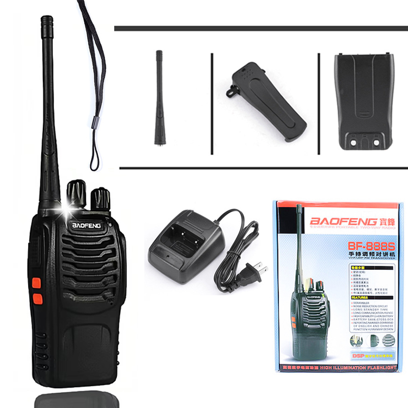 Baofeng Bộ đàm 1 cặp BF-888S 5wb ngoài trời 16 kênh phạm vi 5km UHF Bộ thu phát vô tuyến hai chiều earfon