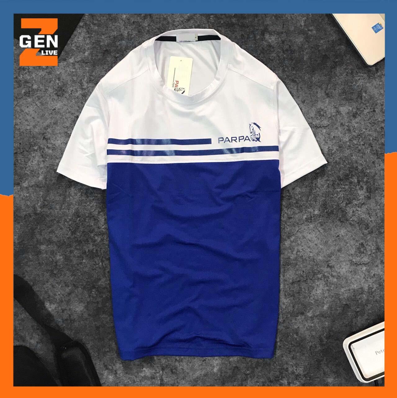 Áo thun thể thao nam cổ tròn vải thun lạnh phối màu cá tính - PS097