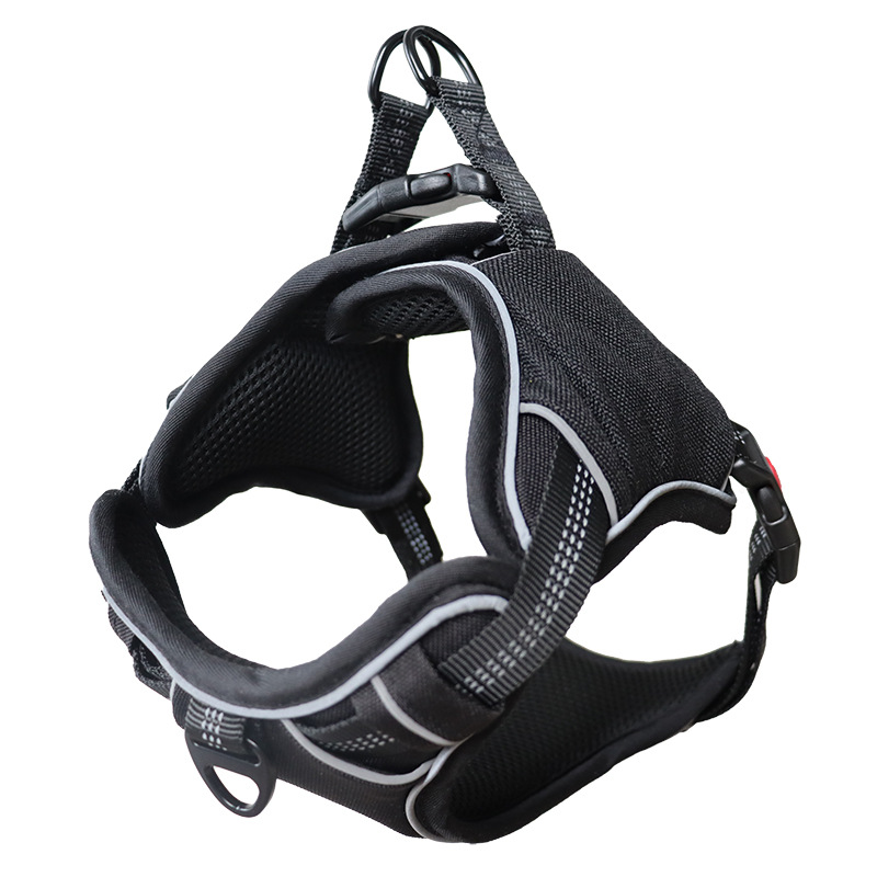 Dog Harness No Pull Reflective Adjustable Nylon Harnesses Leash Pet dog Adjustable Dog Harness Soft Reflective Vest Harness for Medium and Large Dog Thicken Dog Leash with Harness For Big Dogs