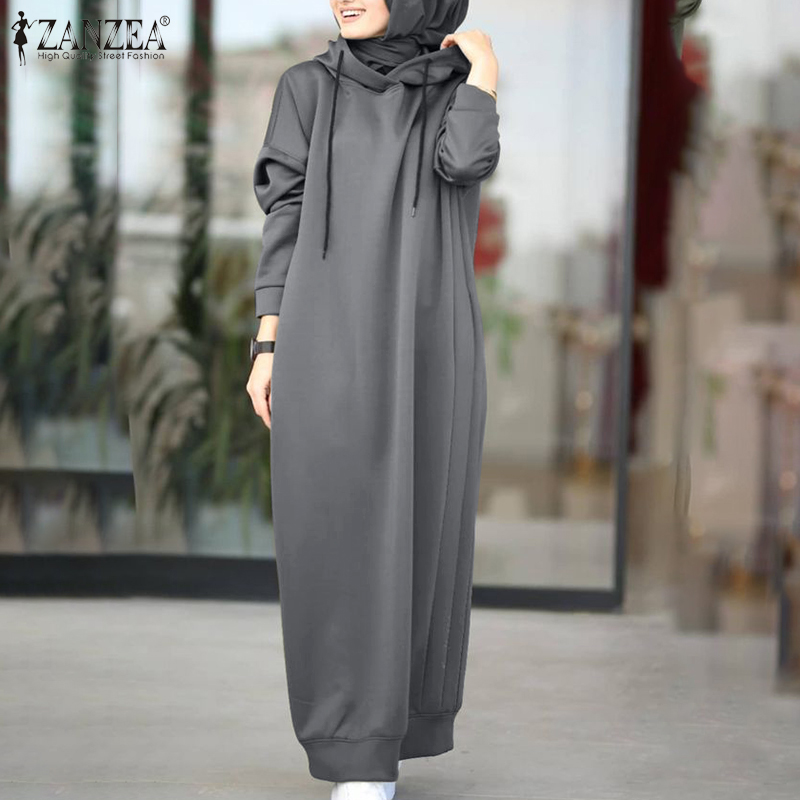 Hoodie dress/ Linen Dress Hoodie/ Autumn Hooded Dresses/ Ankle Length
