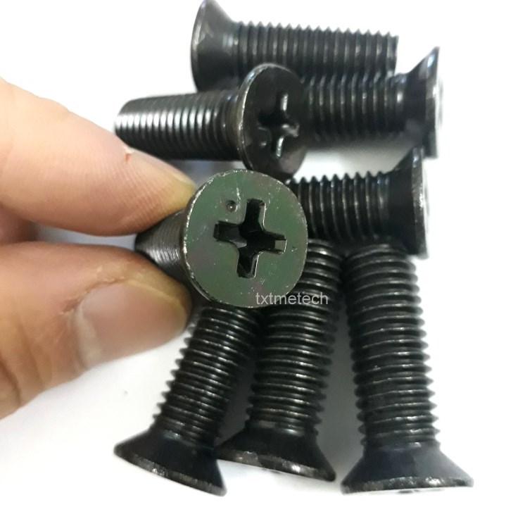 Vít bake đầu bằng thân bulong M8x20 mạ đen (30 con)