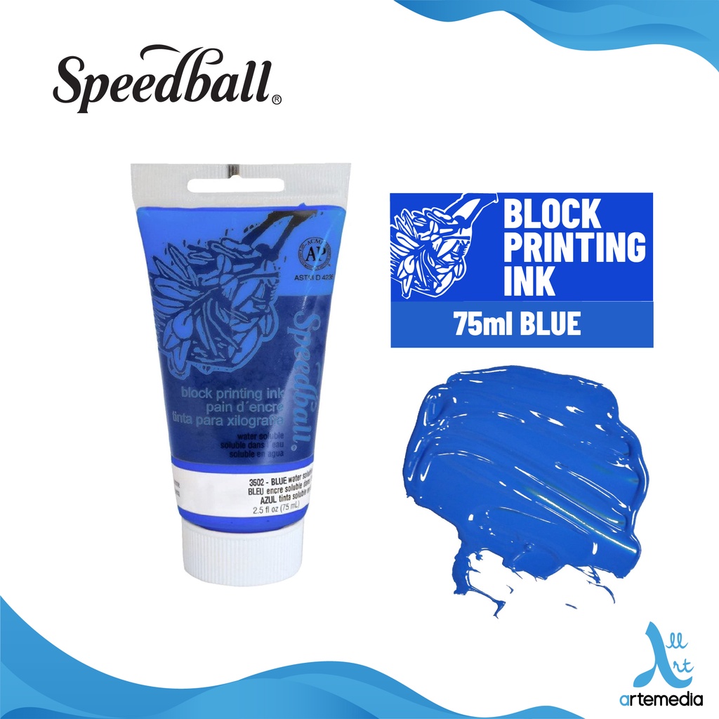 Speedball Block Printing Water Soluble Ink, Blue - 2.5 fl oz pouch