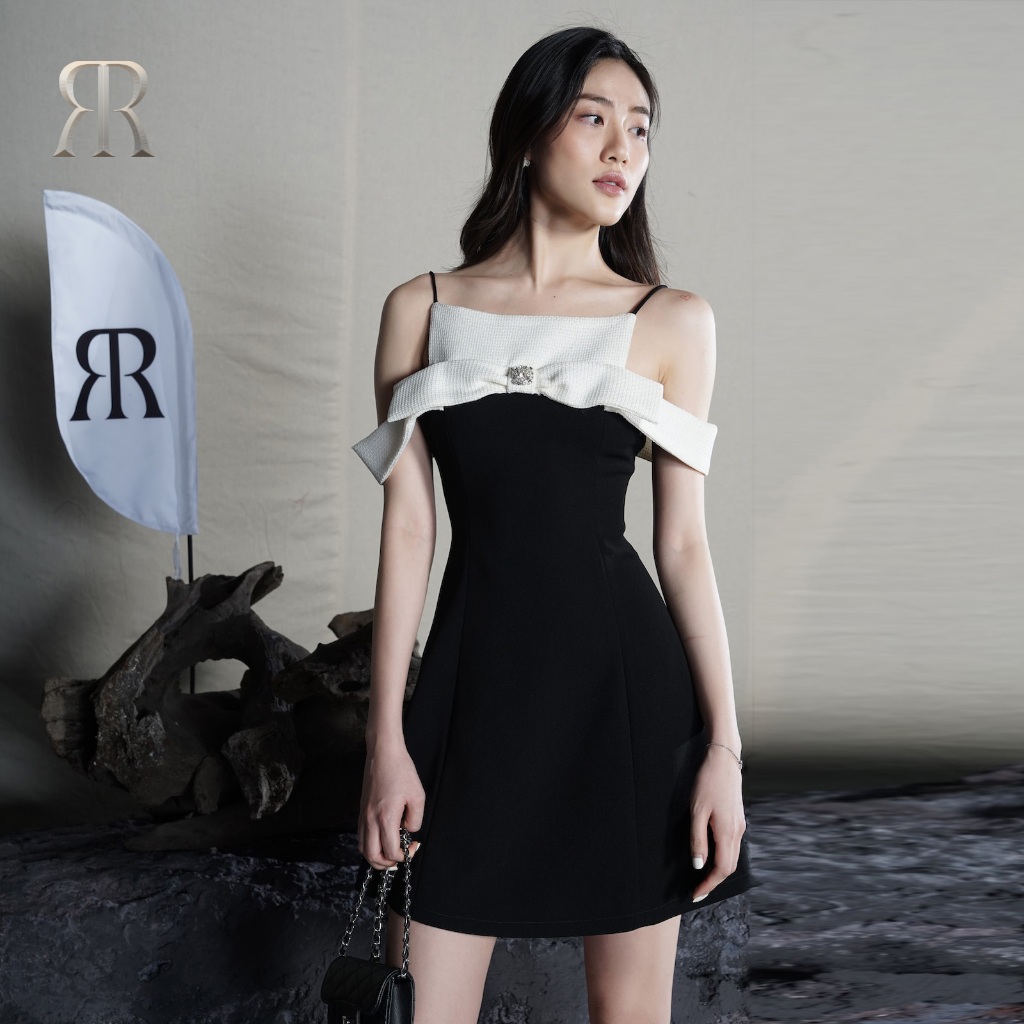 RẬP - Đầm Dây Trễ Vai Đính Đá Thân Xòe - PRIME 06