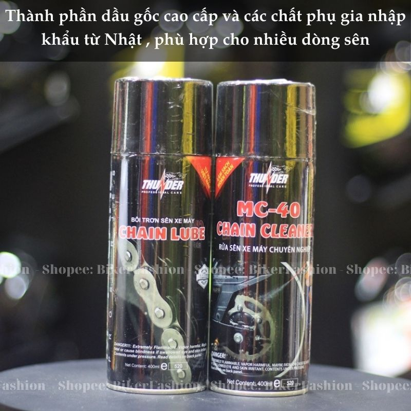 Combo Chăm Sóc Sên Xe Máy MC-40 + Thunder 400ml + Bàn Chải Chuyên Dụng