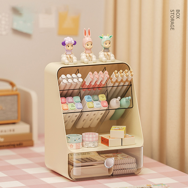 Desktop diagonal storage box, storage shelf, drawer type organization, cosmetics storage box, stationery storage, pen holder holder
