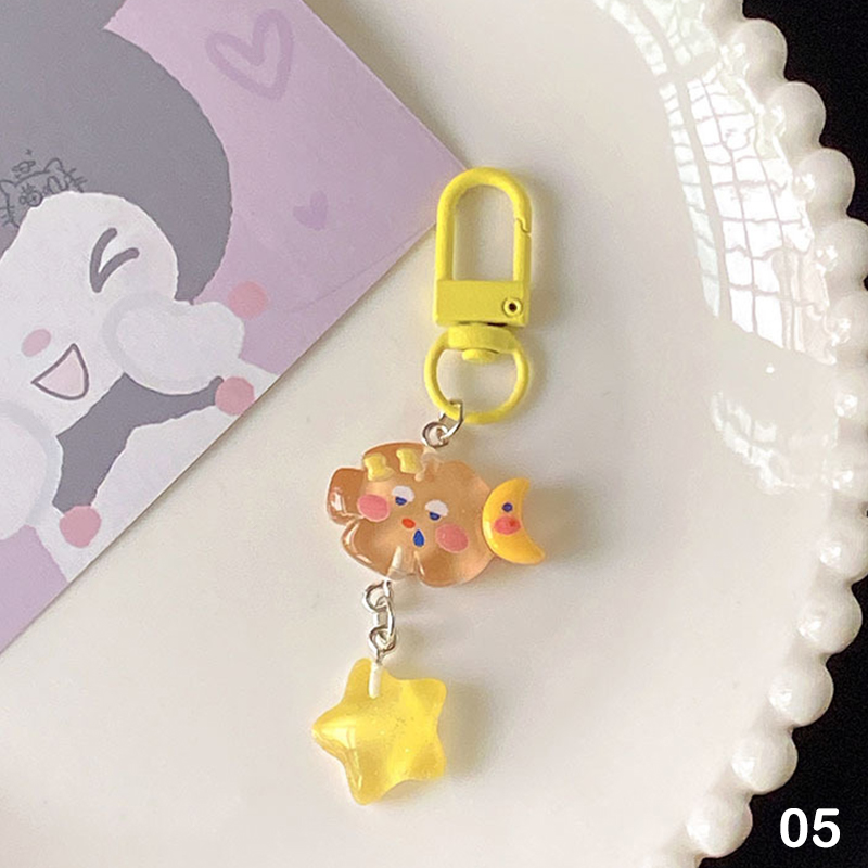 Dễ thương phim hoạt hình đám mây Sao Keychain pentagram móc chìa khóa cho cô gái trẻ em trang trí vòng chìa khóa đồ trang sức