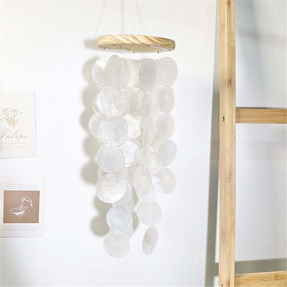 【Folio & Light】Outdoor Wind Chimes Delicate Capiz Shell Wind Chime Handmade Outdoor Wind Chimes Melodious Pleasant Sound For Windowsill Gar. 