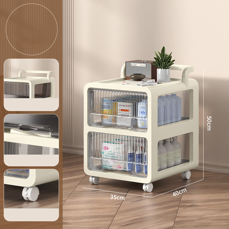 Movable trolley shelves, multi-layer toys, snacks, books, integrated cabinets, household baby products storage shelves