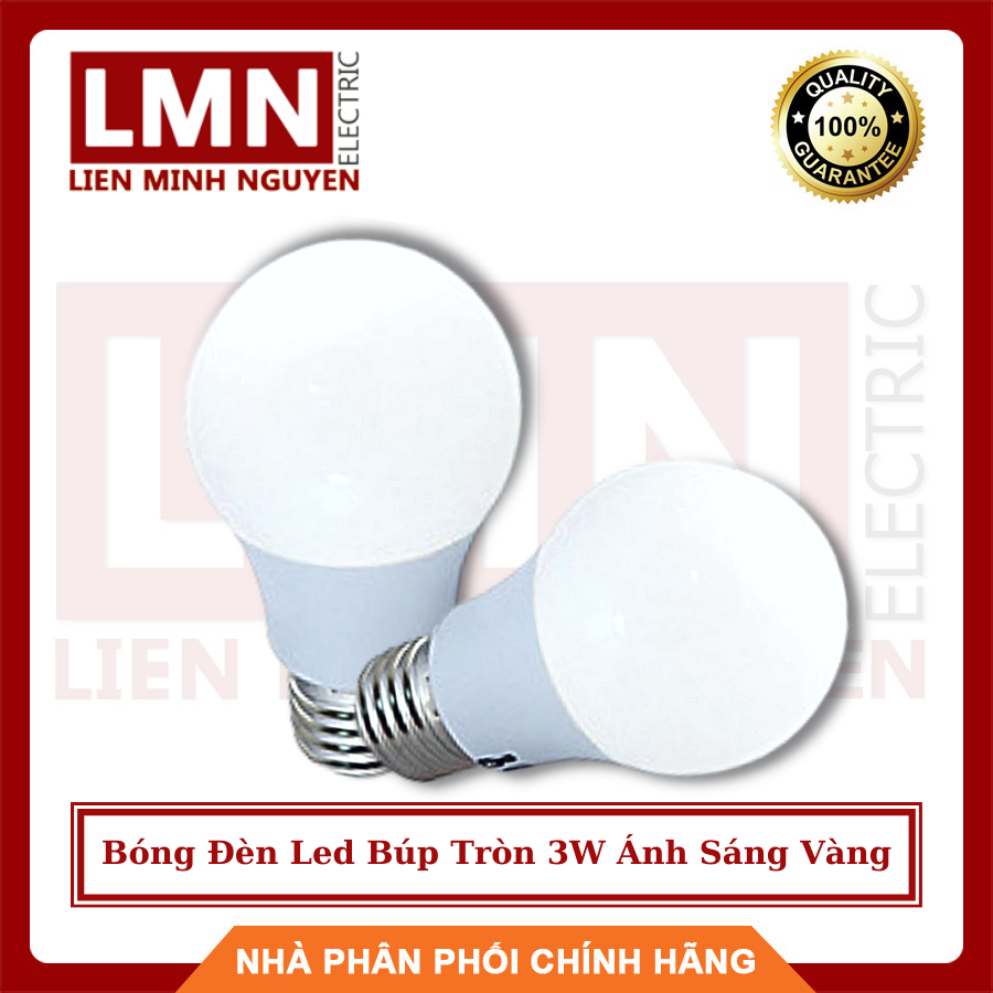 Bóng đèn led búp tròn 3w ánh sáng vàng, hàng chất lượng - bh 12 tháng