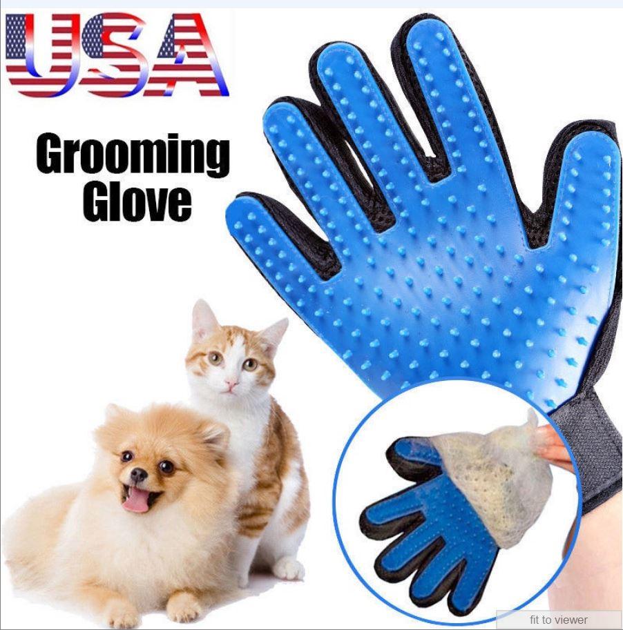 Pet Grooming Glove Brush Dog Cat Fur 