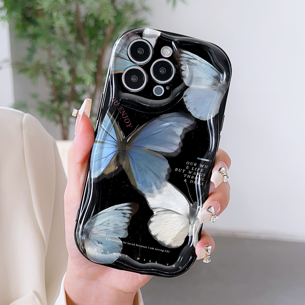 【Limited edition】 BILI for S20 S21 S23 FE S21 S22 S23 S24+ Ultra 5G Back Cover Butterfly Samples Pattern Cream Texture Wavy Soft Covers.