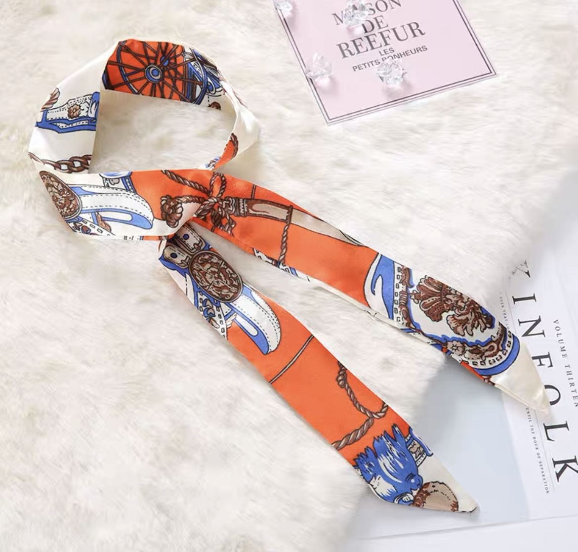 Neckerchief Scarf-Hairband Handbag Handle Ribbon Fashion Bag for Women  Girls Decoration,,，G22857 