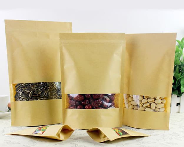 Set 10 túi zip giấy kraft, túi zip đựng thực phẩm nhiều size