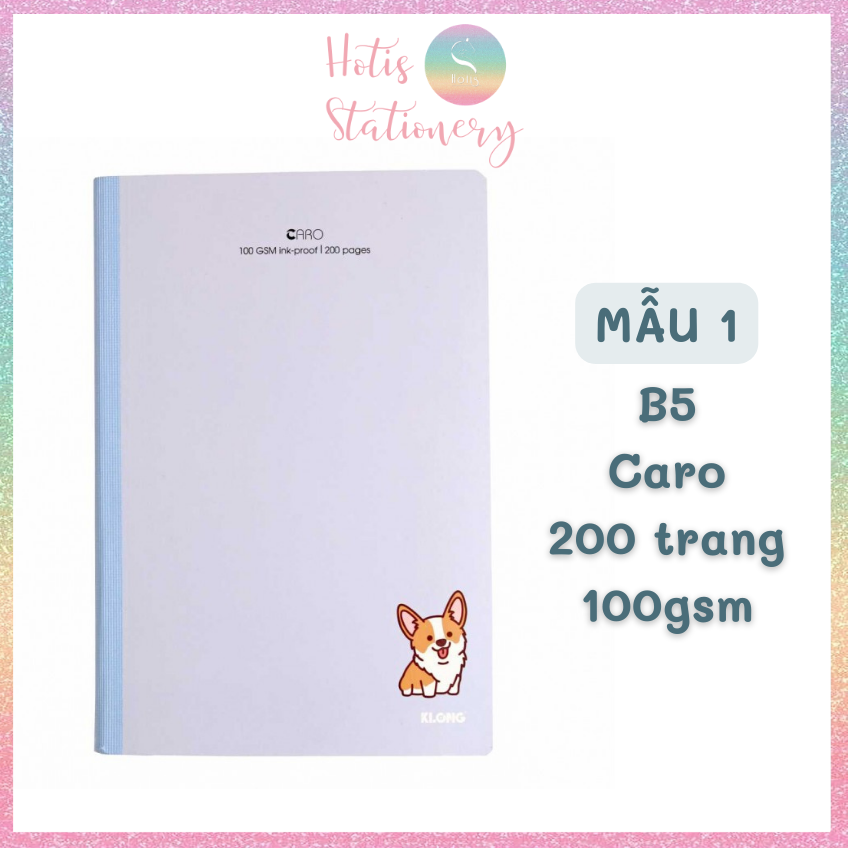 Vở may dán gáy Hotis B5 Kẻ ô Caro KLONG 100gsm - 80/ 120/ 200 trang