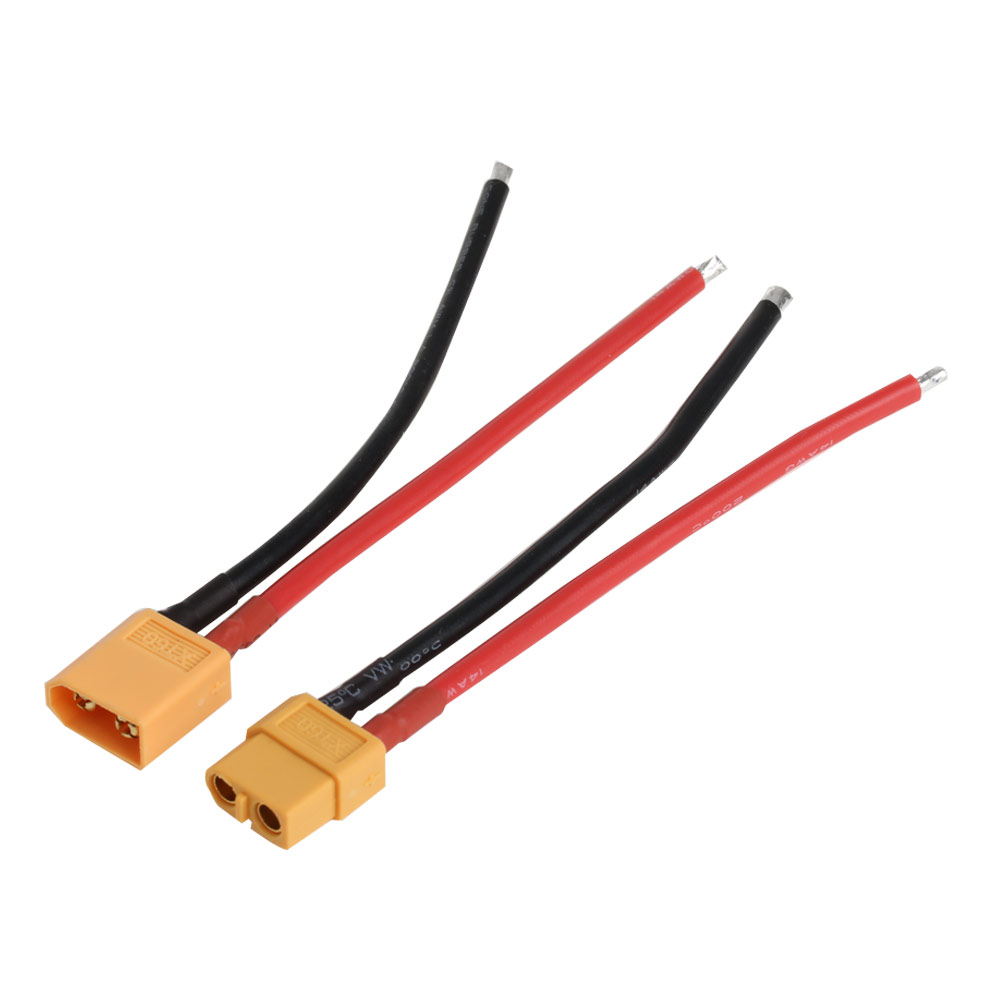 2 pcs of xt60 battery male, female connector plug with silicon 14 awg wire