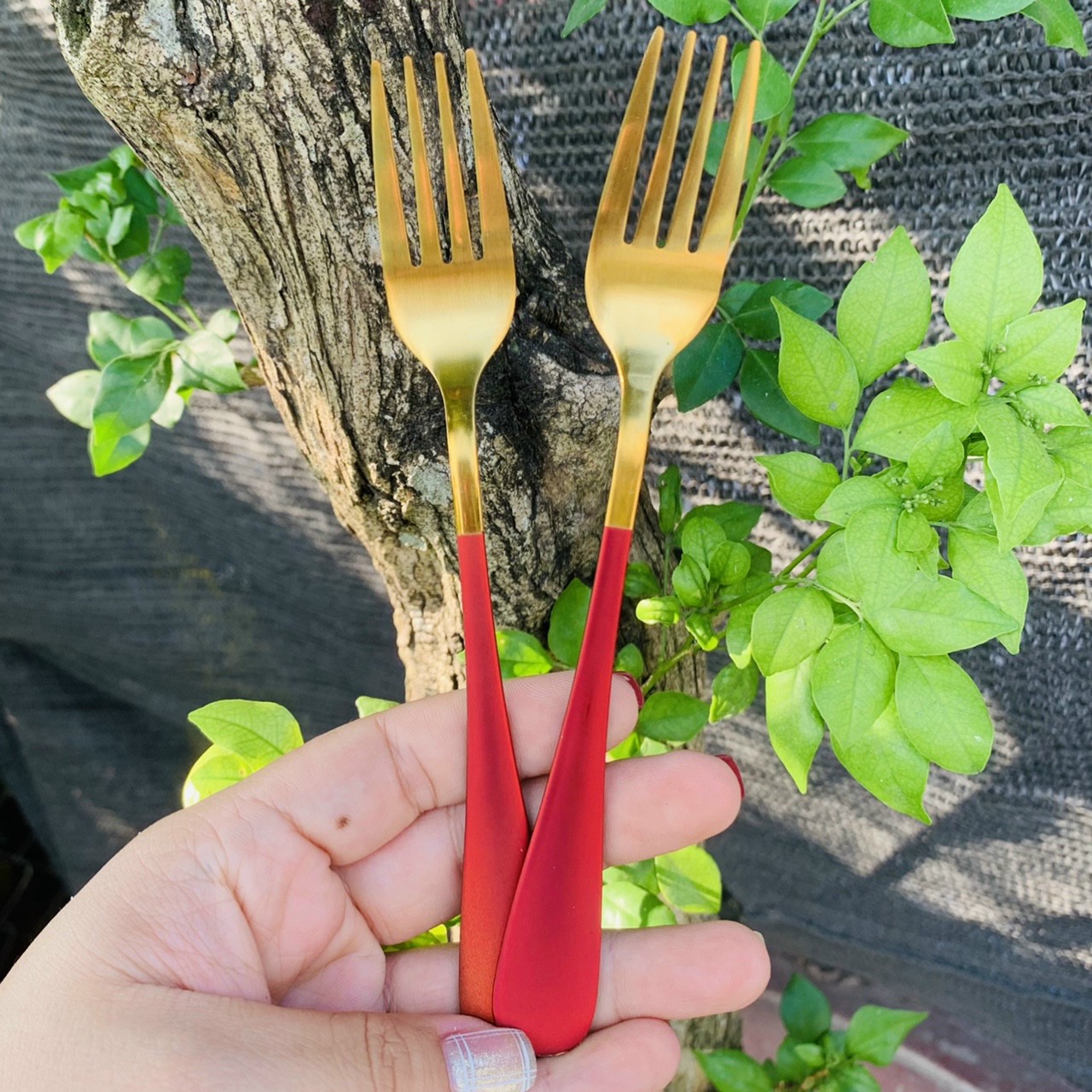 SET 2 CÁI NĨA INOX MẠ VÀNG