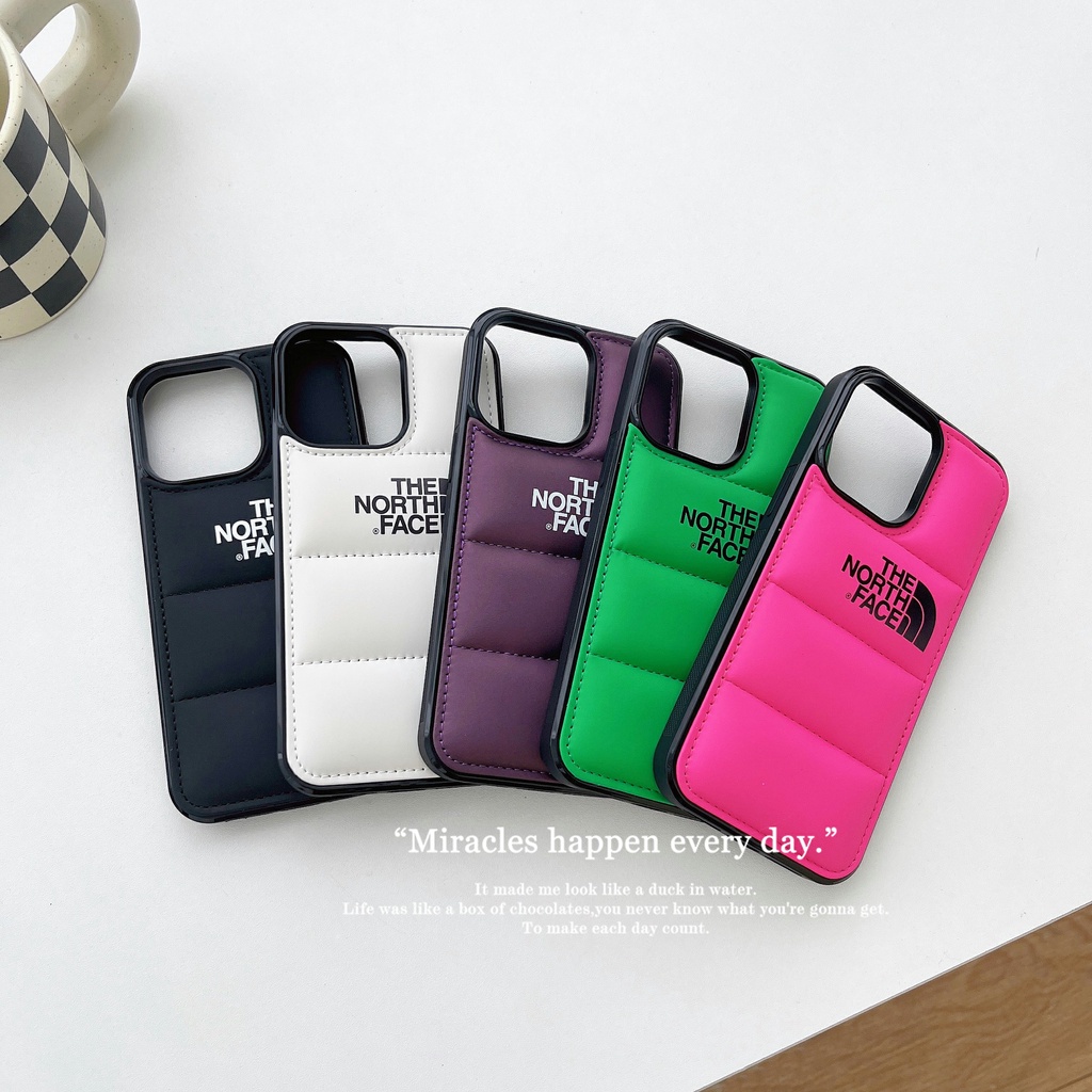 North Face Colorful Down Jacket Shell North Airbag Case for iPhone 14 13 12  11 Pro Max Plus Puffy Case Soft Silicone Shockproof Case - Main Image