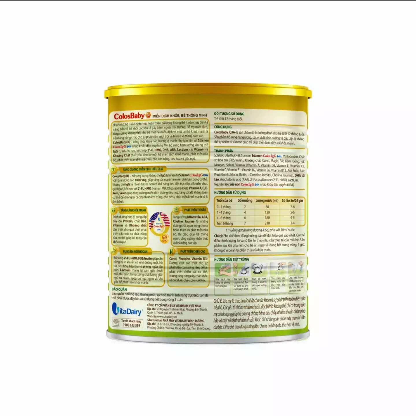 (HSD T8-2027) (Quét Mã Tích Xu) COMBO 2 Hộp Sữa Bột Vitadairy Colosbaby IQ Gold 0+ 800g.