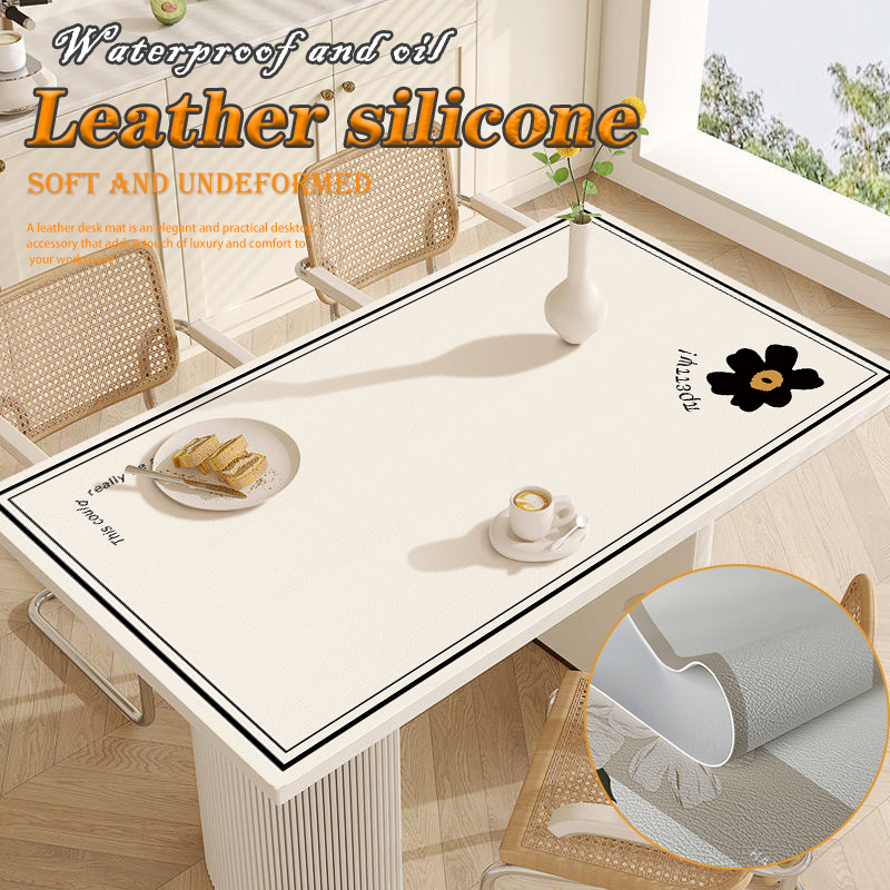 Leather Tablecloth Waterproof Oil-Proof PVC Table Cloth Stain-Resistant Wipeable Rectangle or Square Table Cover