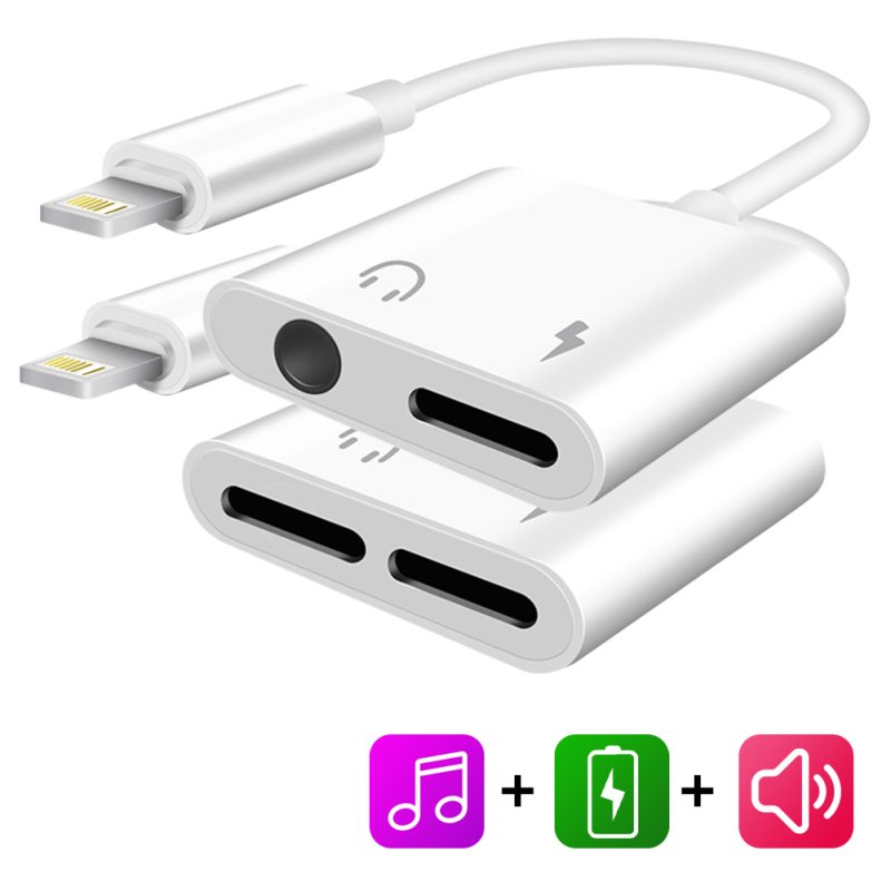 Mobile Audio Adapter 3.5mm Jack Headset Charging Connector Adapter Cable For Iphone