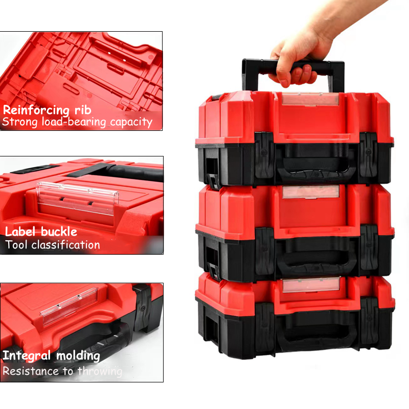 Stackable Combination Tool Box Organizer Plasic Thick Suitcase Drill Hardware Tool Storage Box Electrician Carpenter Toolbox