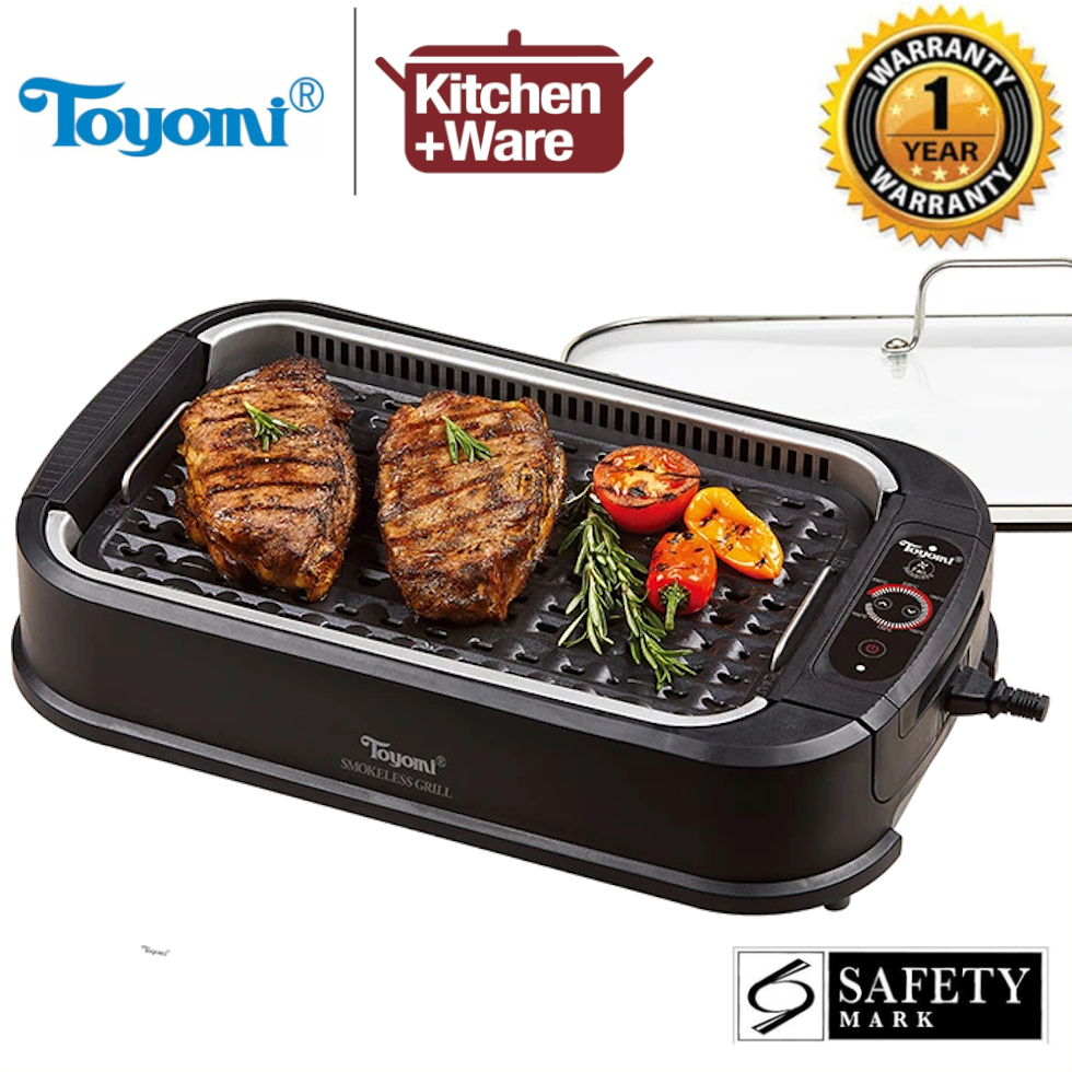 TOYOMI Electric Smokeless BBQ Grill Pan Cooking Grilled Steak