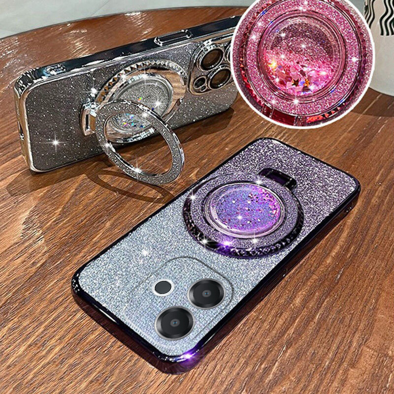 New Phone case OPPO A5 Pro 5G Back cover with Liquid Glitter Quicksand hourglass Stand Holder Luxury Shiny Gradient Plating Girls Slim for OPPO A5 Pro 5G Back Cover. 