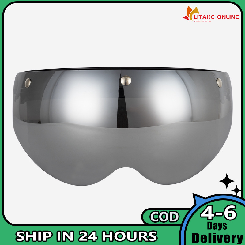 Bosiq Motorcycle Helmet Lens W-shaped Anti-Scratch Flip Up Down Shield Replacement For 3-Snap Open Face Helmets