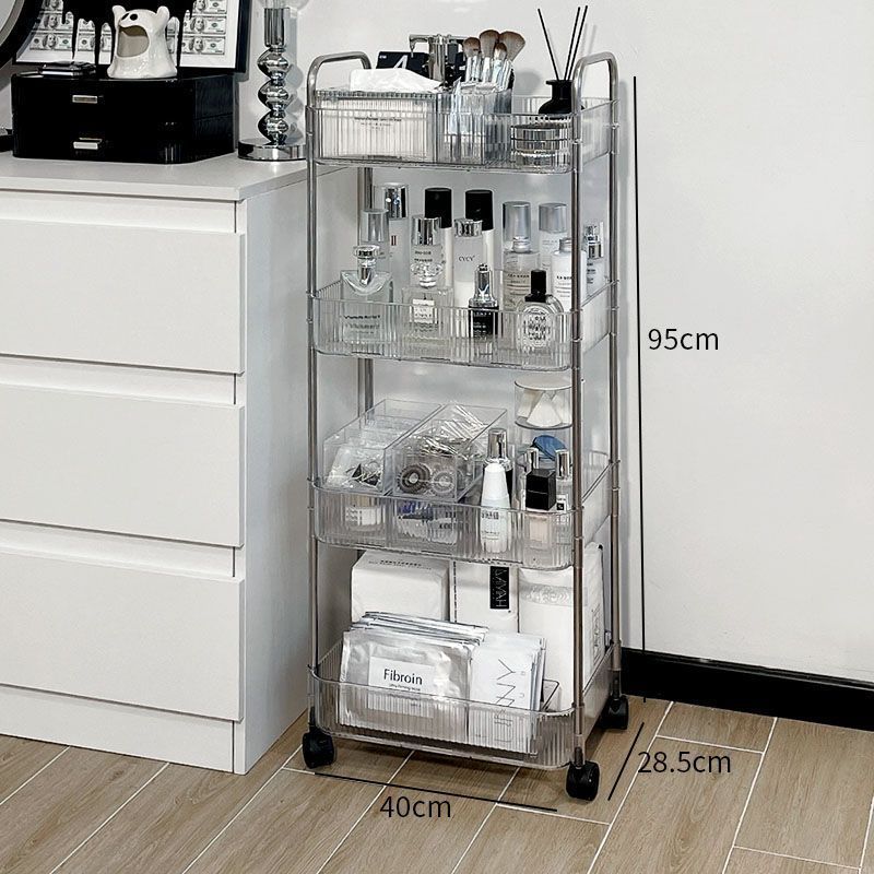 Acrylic trolley shelves, floor-to-ceiling dormitory bookshelves, snacks, multi-layer storage shelves, bathroom mobile shelves