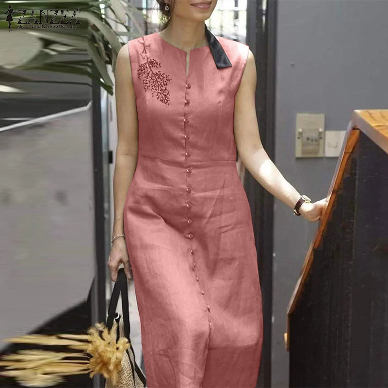 womens linen dresses made in italy Tempo Paris Beige Abstract Linen Tunic Dress – Made in Italy main image 1