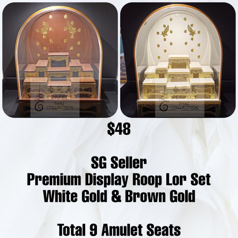 Thai Amulet Altar Roop Lor Mini Bucha Amulet Statue Display Set