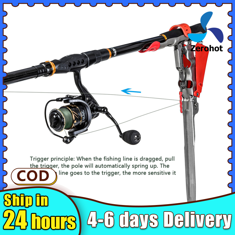 【Zerohot Sports Outdoor Store】 Fishing Rod Holder With Automatic Double Spring Pole Holder Hook Setter Adjustable High Sensitivity Rod Holder For Fishing