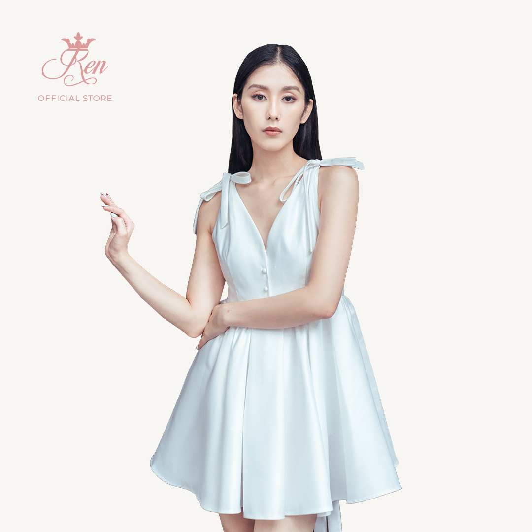 REN BY TEE - Đầm Xòe Thắt Nơ Vai