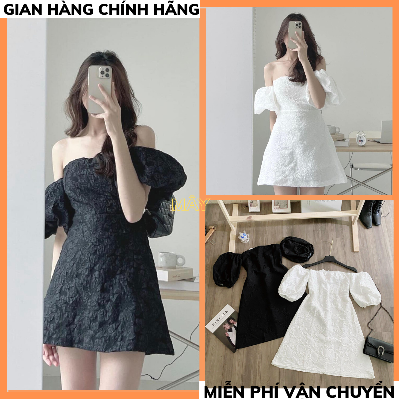 Váy đầm trễ vai dáng ôm tay bồng voan trong viền bèo tiểu thư  by SugarG   Shopee Việt Nam