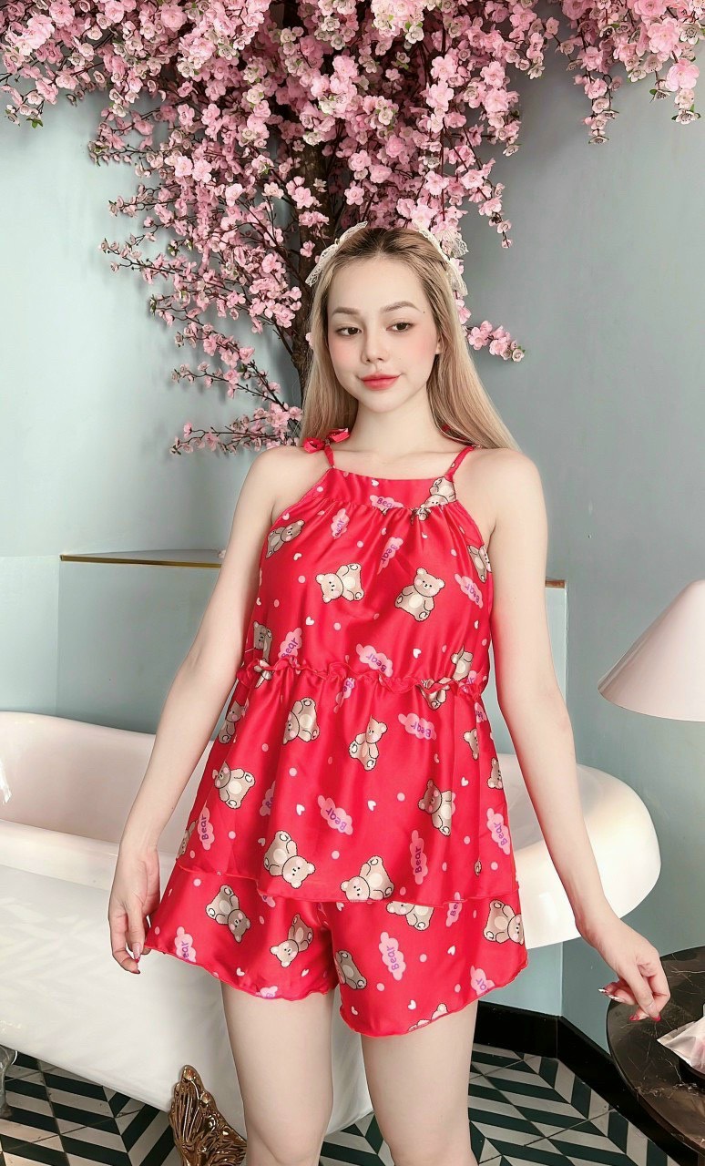 Set bộ đùi lụa satin xịn mịn được chọn nhiều mẫu cam kết giao đúng màu size dưới 58kg