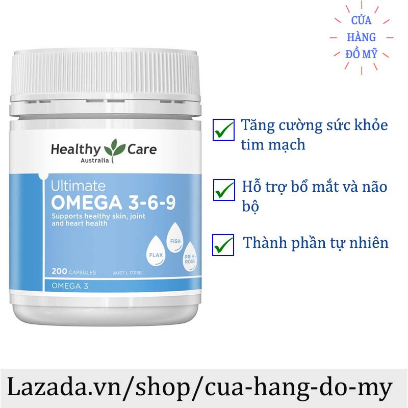 Viên uống Omega 3 6 9 Healthy Care Ultimate Của Úc 200 Viên - Omega 369