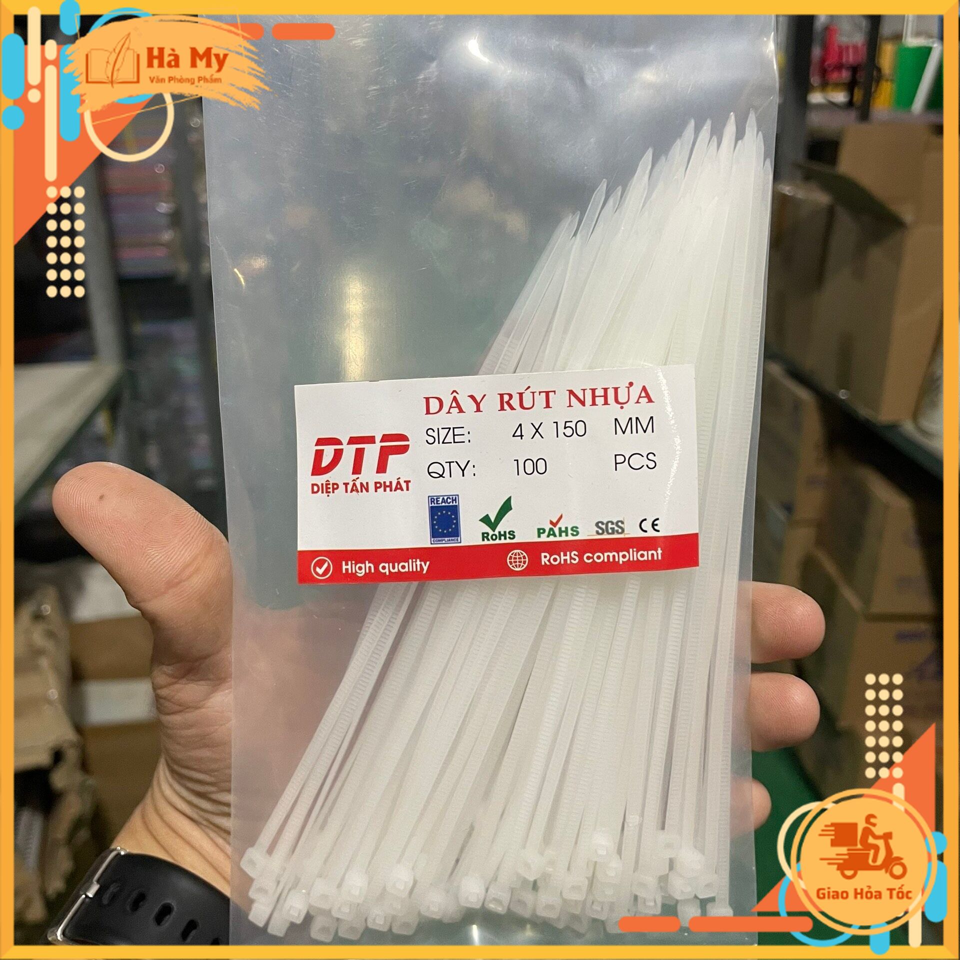 Bịch 100 Sợi Dây Rút Nhựa Diệp Tấn Phát Nhiều Kích Cỡ Màu Trắng Nhiều Kích Thước