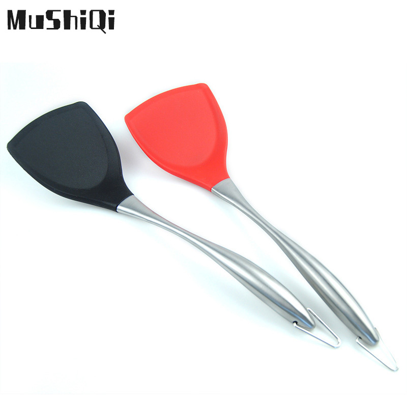 Kitchen tools Thickened silicone non-stick pan spatula Hollow handle stir-fry spatula Stainless steel spatula