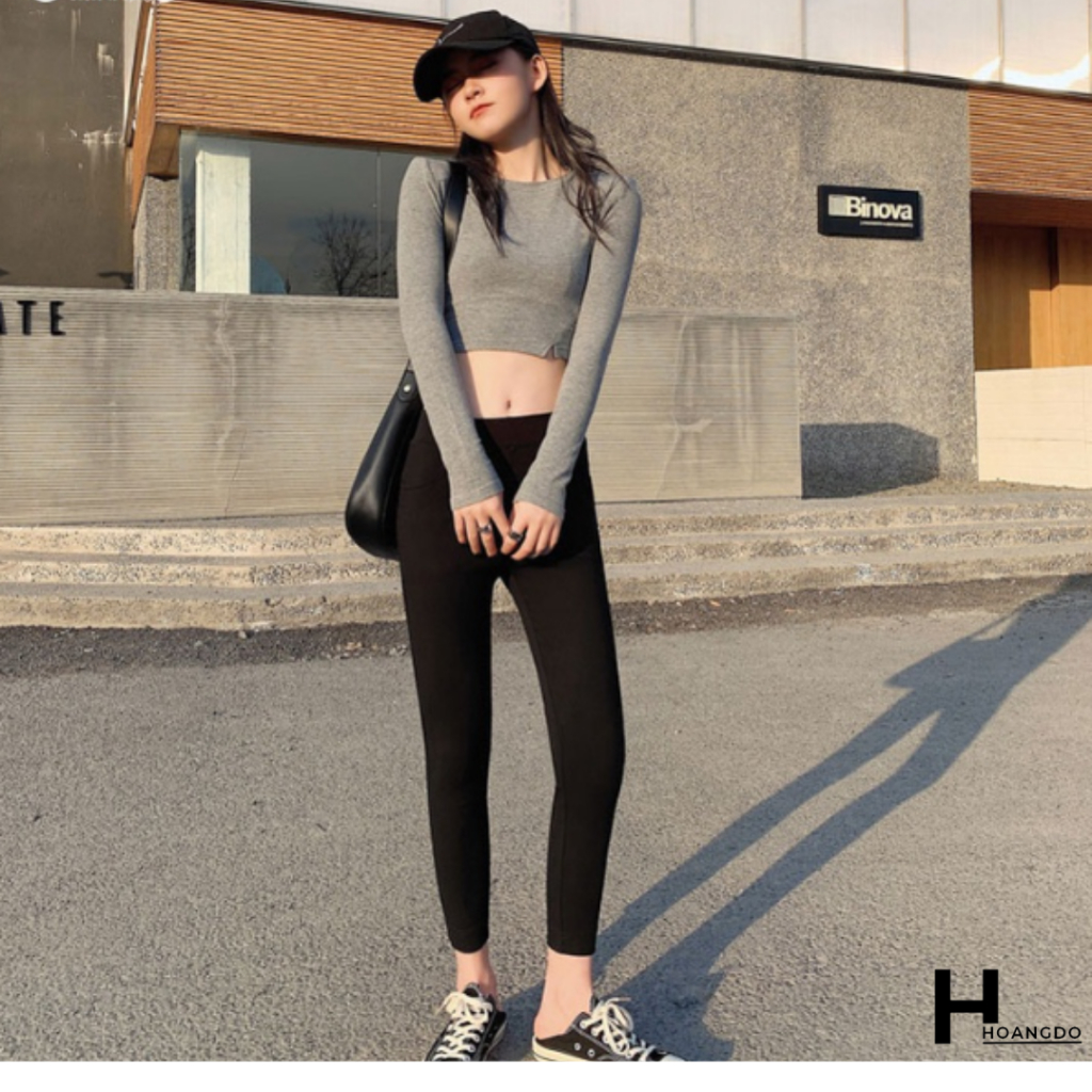 Quần legging cạp cao có túi ốp