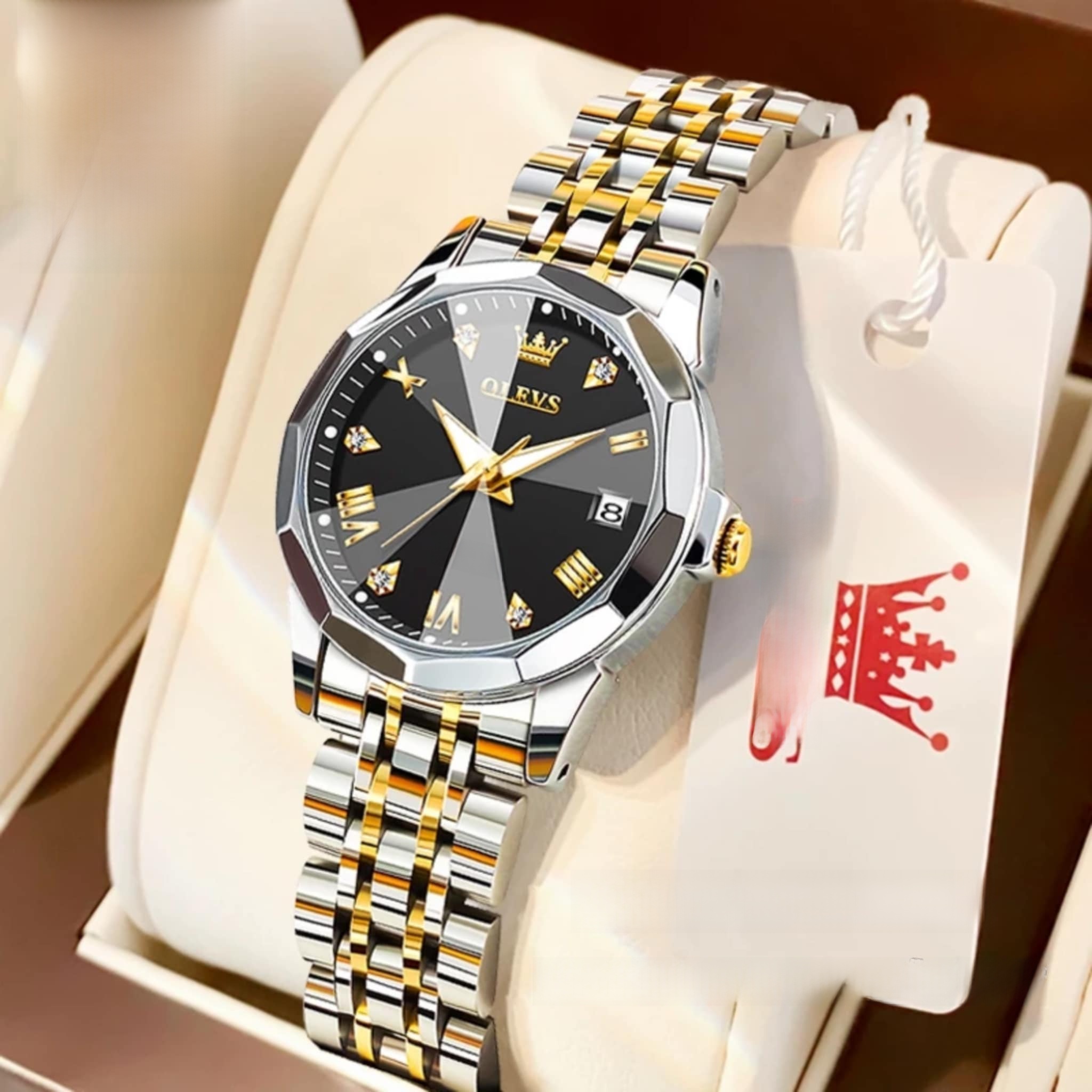 OLE-VS Fashionable 9931 Elegant Rhombus Mirror Original Quartz Ladies Watch