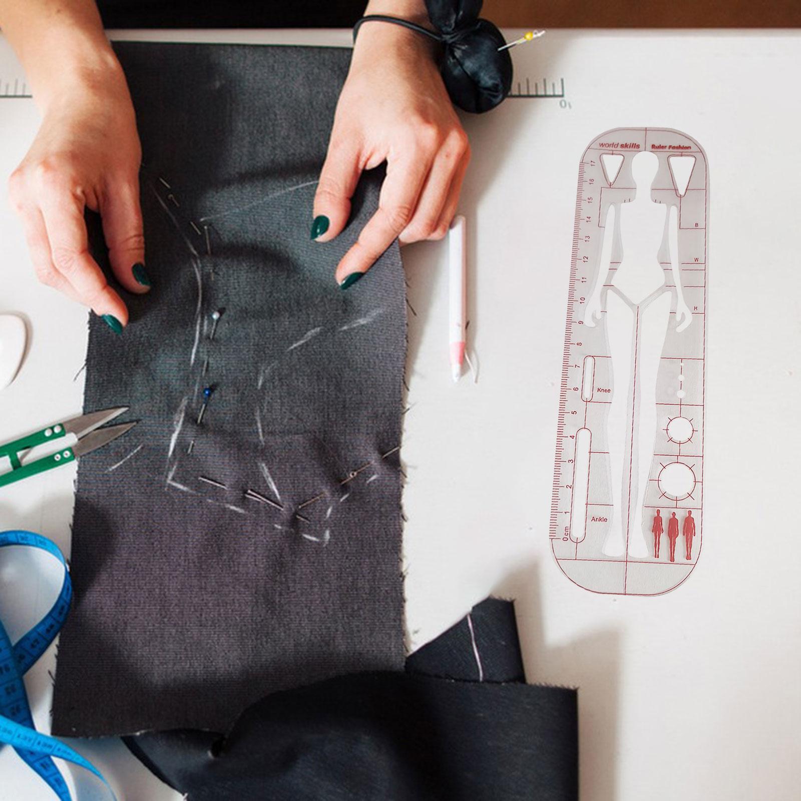 【EliteEssence123】Template Ruler Sewing Ruler Fashion Illustration Rulers, Sewing Humanoid Patterns Design suits Tailors Designers. 