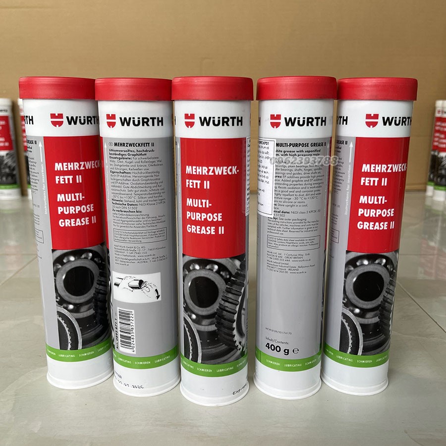 Mỡ Bò Wurth Lithium Multi-Purpose II. Bôi trơn bạc đạn vòng bi trục bánh răng cao cấp