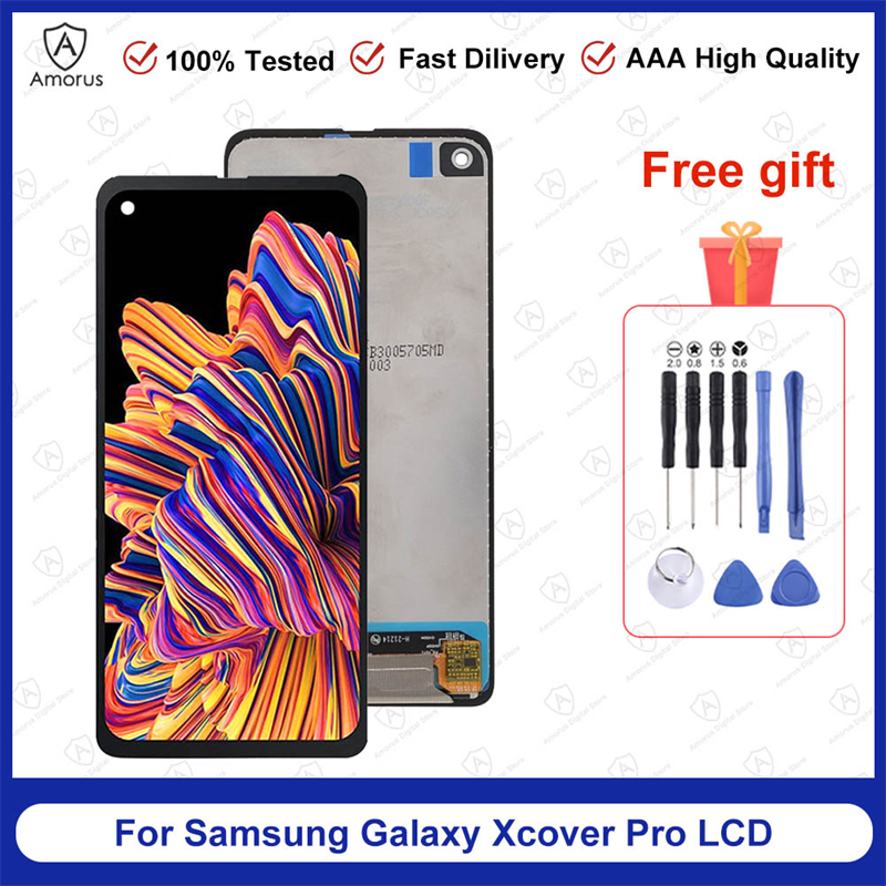 Amorus Lcd ของแท้สำหรับ Samsung Galaxy Xcover Pro หน้าจอสัมผัส Lcd และอะไหล่เปลี่ยนเครื่องอ่าน 5179